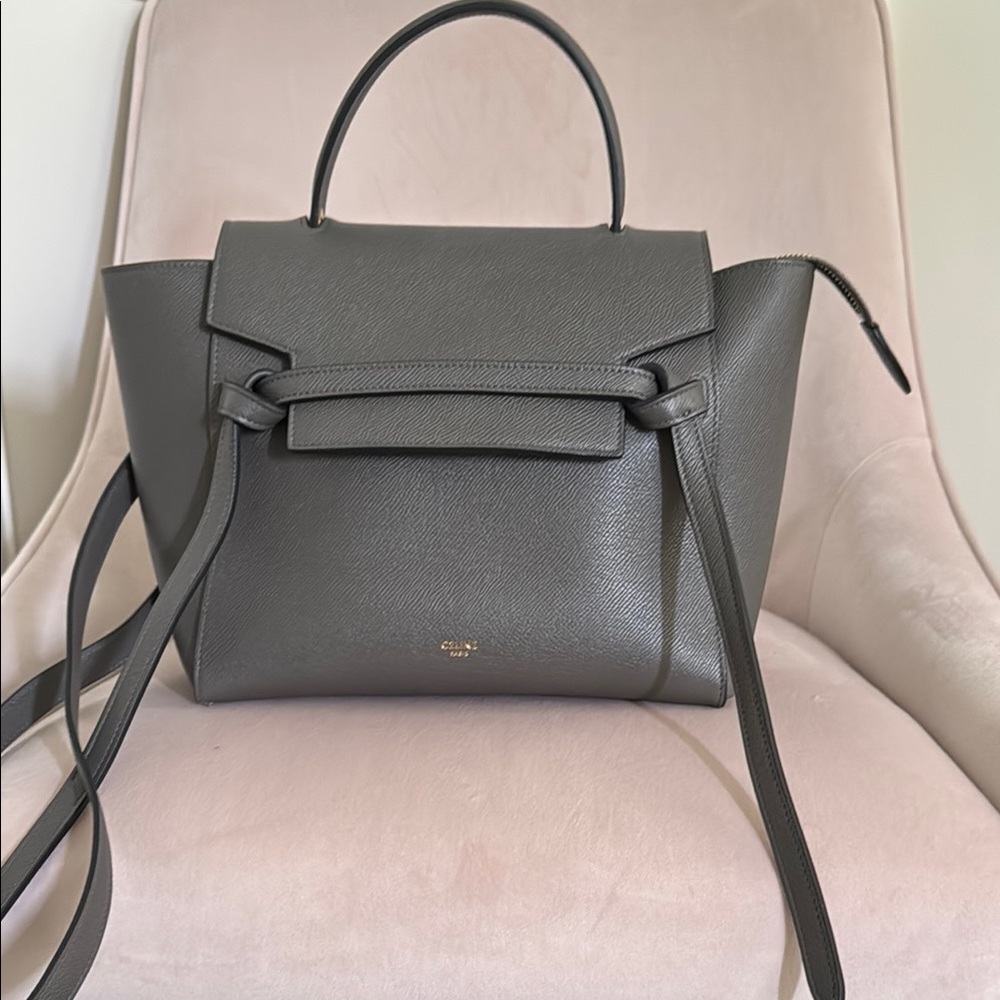 Celine Gray Leather Belt bag